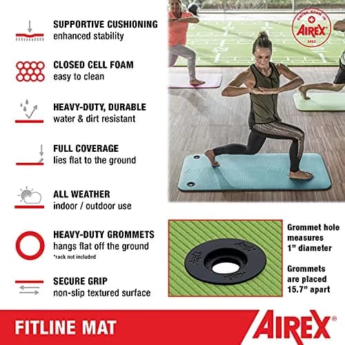 AIREX Fitline 180 Premium Exercise Mat 71" x 24" Lime | Water-Resistant, Non-Slip, Lightweight thumbnail 2
