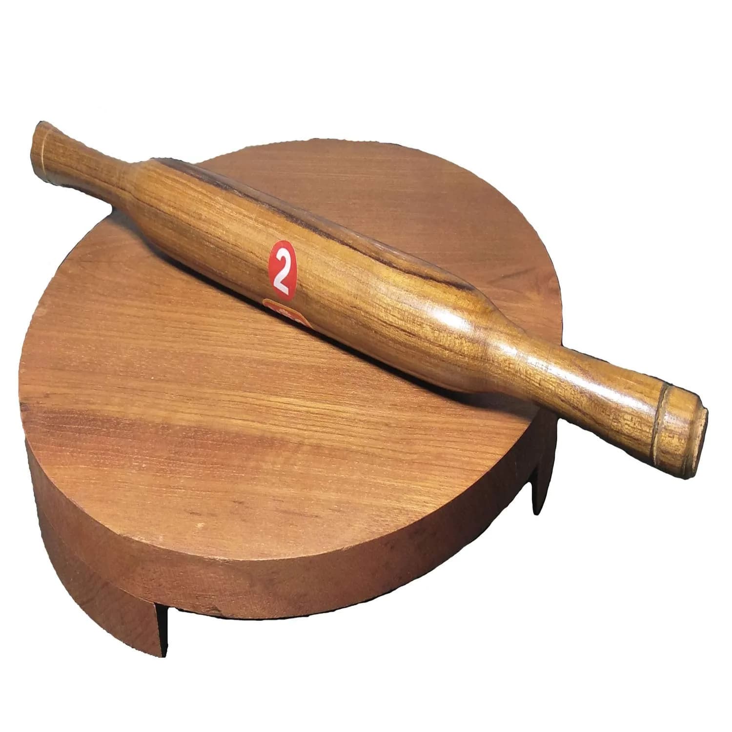 DBY Wooden Chakla Belan Set for Kitchen – Natural Wood Rolling Board & Pin for Chapati, Roti, Puri, Dough, Non-Slip Base, Handmade, Indian Traditional Cookware — Brown