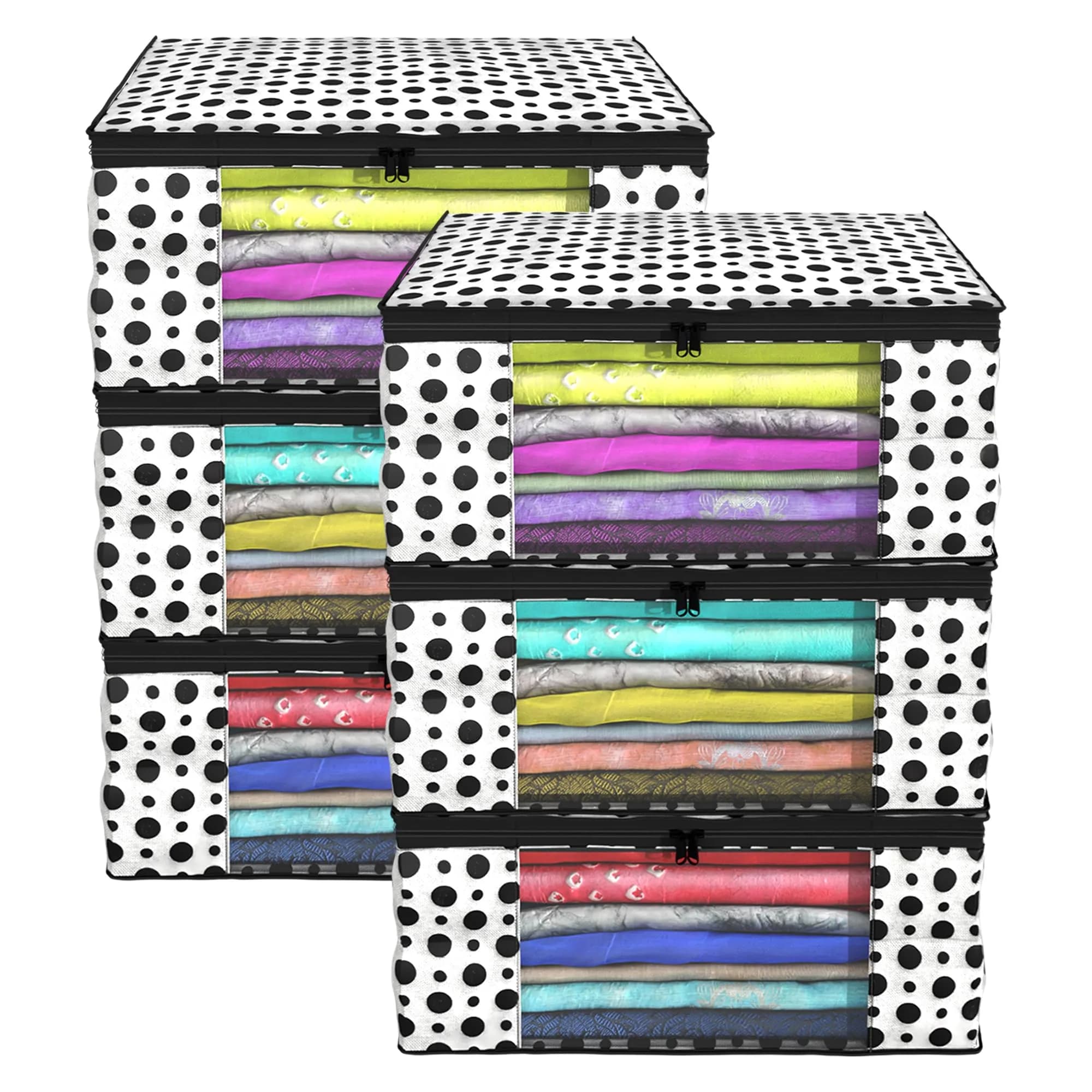 Kuber Industries Polka Dots Saree Cover Set | 46cm x 32cm x 22cm (Extra Large, 6-Piece) - main product image