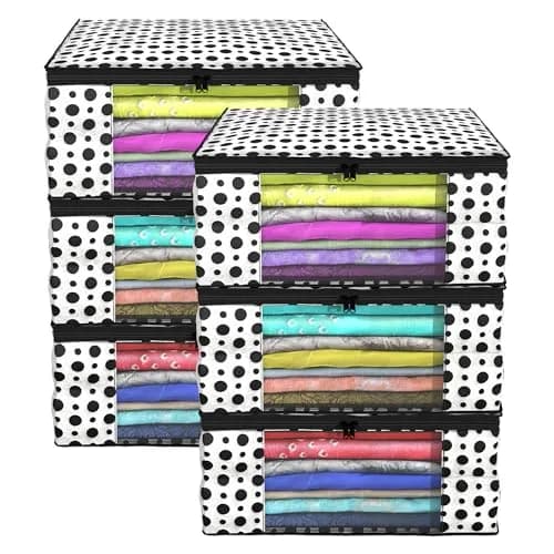Kuber Industries Polka Dots Saree Cover Set | 46cm x 32cm x 22cm (Extra Large, 6-Piece) thumbnail 1