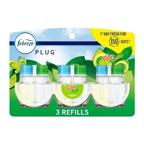 Febreze Fade Defy PLUG Air Freshener Refills, Gain Original Scent, 0.87oz (25.7ml) Each, 3 Count | Lasts 50 Days on Low thumbnail 1