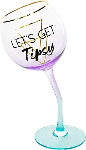 Pavilion Gift Company Let's Get Tipsy Purple Ombre Stemmed Wine Glass 266ml (11 Oz) | Unique Geometric Design thumbnail 4