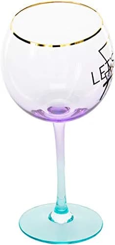 Pavilion Gift Company Let's Get Tipsy Purple Ombre Stemmed Wine Glass 266ml (11 Oz) | Unique Geometric Design thumbnail 6