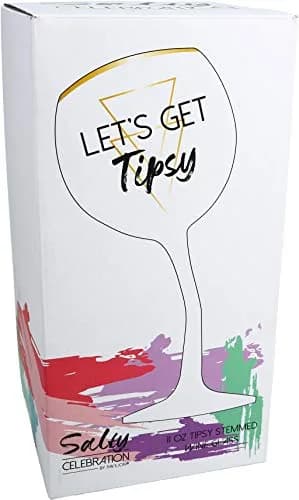Pavilion Gift Company Let's Get Tipsy Purple Ombre Stemmed Wine Glass 266ml (11 Oz) | Unique Geometric Design thumbnail 8