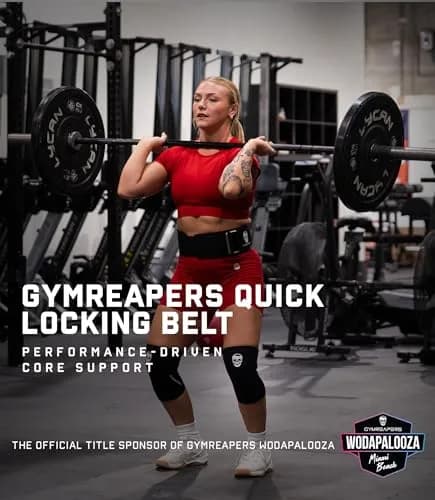 Gymreapers Weightlifting Belt for Men & Women | Quick Locking 4 Inch Neoprene Back Support (X-Large, Desert Tan) thumbnail 3