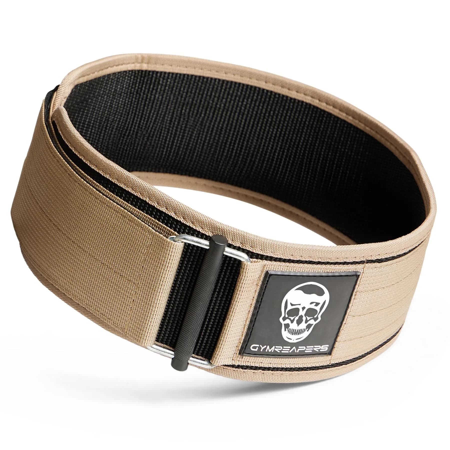 Gymreapers Weightlifting Belt for Men & Women 4 Inch Neoprene Back Support | Heavy Duty Locking Belt — Tan