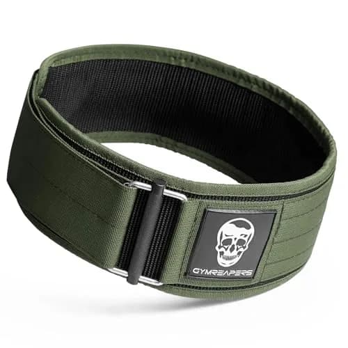 Gymreapers Quick Locking Weightlifting Belt Ranger Green X-Small | 4 Inch Nylon Metal Buckle Back Support thumbnail 1