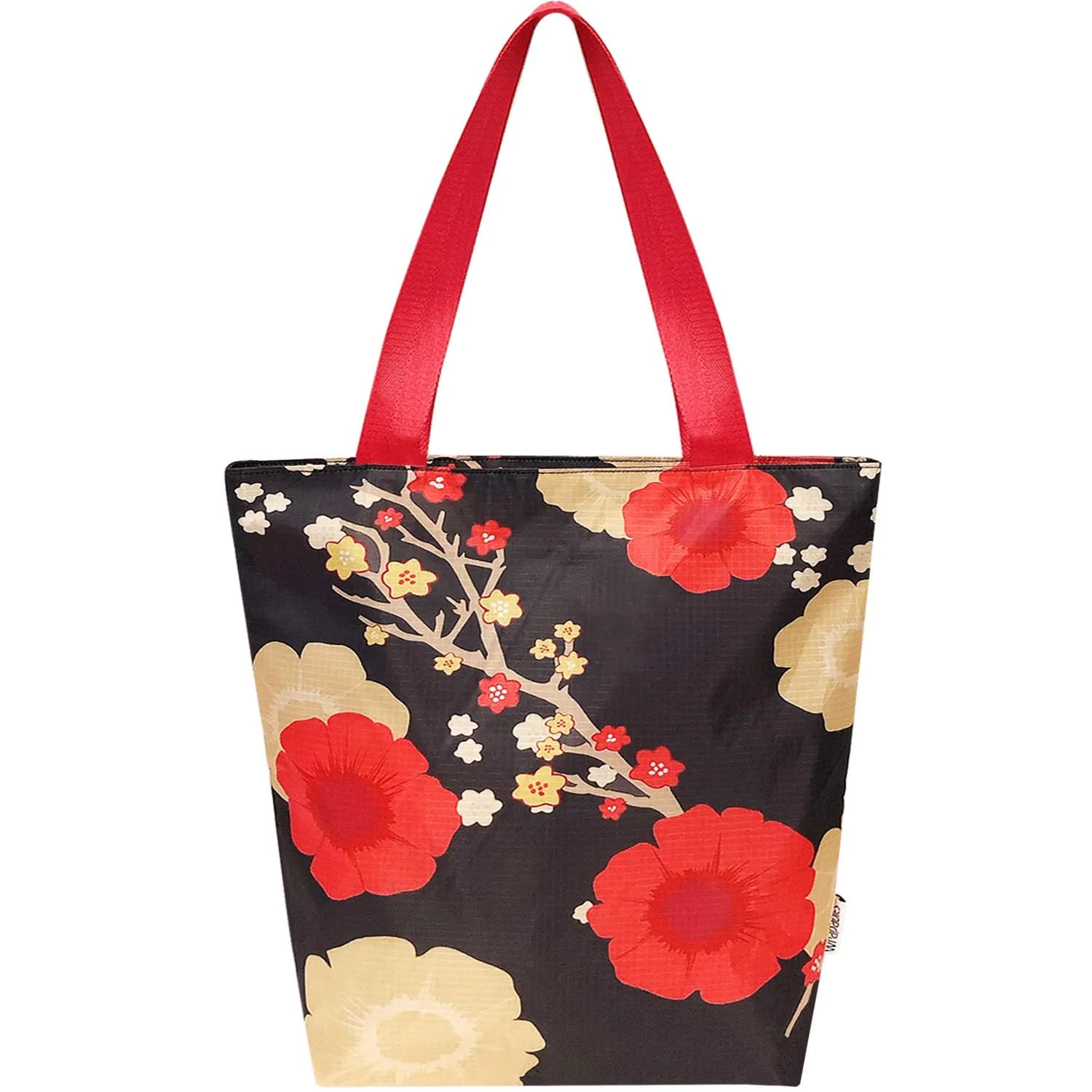Wrapables Carryall Shopping Tote Bag Large | Waterproof Foldable Durable Ripstop Polyester — Large, Midnight Floral