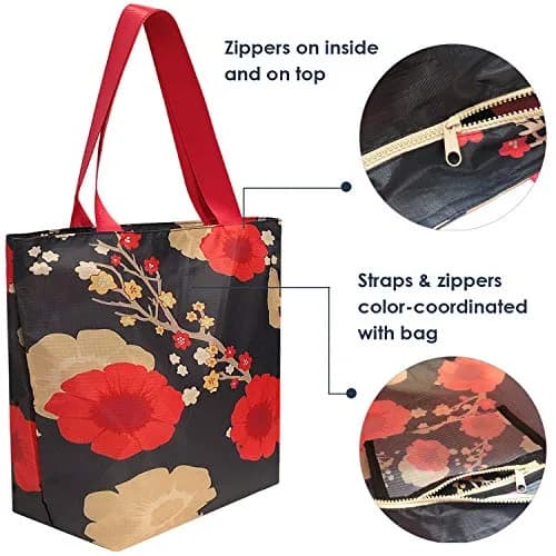 Wrapables Carryall Shopping Tote Bag Large | Waterproof Foldable Durable Ripstop Polyester thumbnail 4