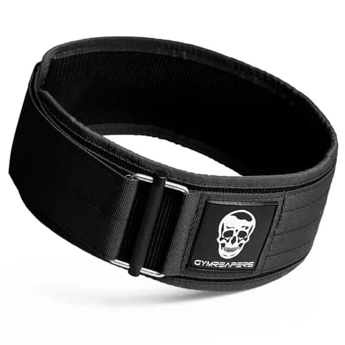 Gymreapers Quick Locking Weight Lifting Belt 4 Inch Black Medium | Back Support for Squats & Deadlifts — Black