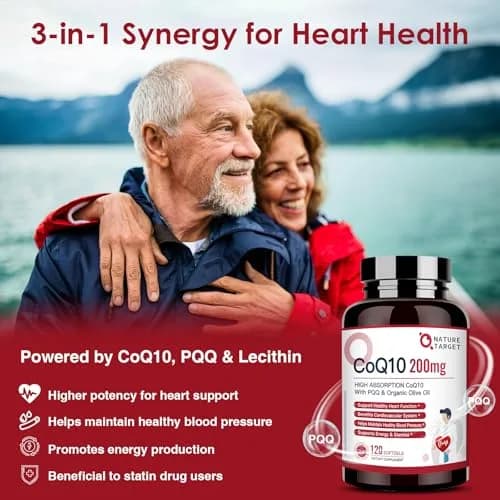 NATURE TARGET CoQ10 200mg Softgels with PQQ, 120 Servings | High Absorption Antioxidant for Heart & Immunity thumbnail 3