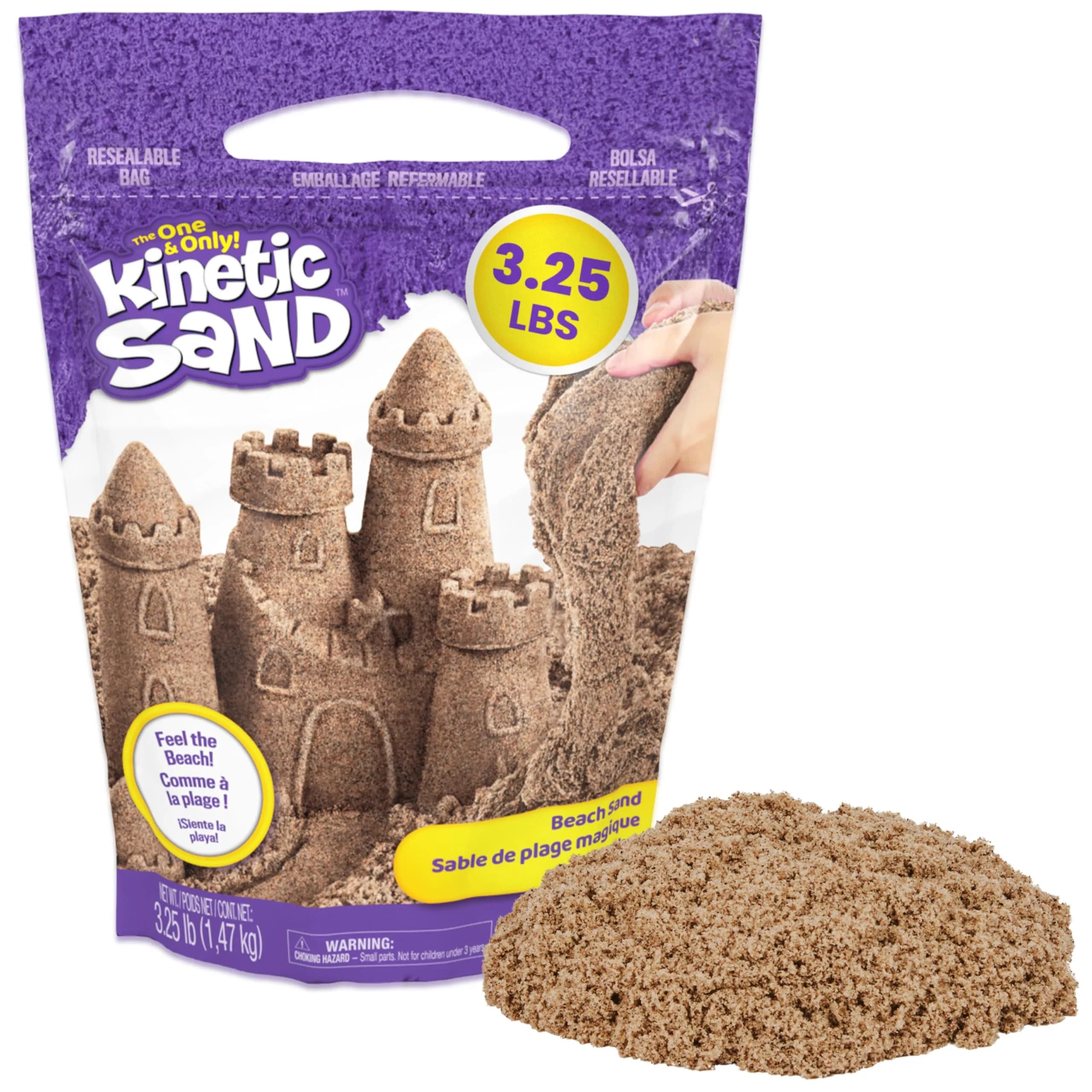 Kinetic Sand Brown 2lb (907g) | Moldable Sensory Play Sand for Kids Ages 3+ | Non-Toxic & Easy Cleanup — Brown 3.25lbs