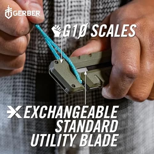 Gerber Prybrid Utility Knife Multitool 8-in-1 Box Cutter, Green G10, 10.8 cm (4.25 in) Folded thumbnail 5