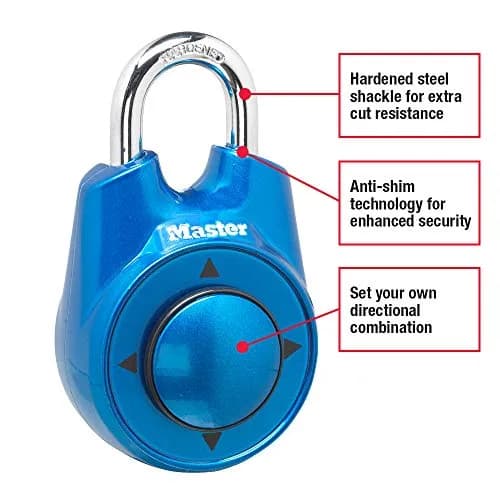 Master Lock 1500iD Set Your Own Directional Combination Padlock, Blue | Fast Secure Lock for School & Gym thumbnail 2