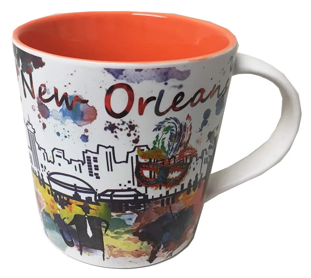 Artisan Owl New Orleans Watercolor Ceramic Souvenir Mug 16oz | Vibrant City Skyline — Multicolor