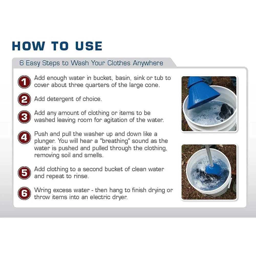 DayOne Gear Mobile Washer Portable Clothes Agitator Blue | 5-Gallon Capacity, Lightweight, Manual Hand Washer - view 5