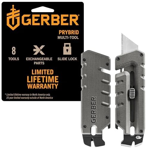 Gerber Prybrid Pocket Knife Multitool 8-in-1 Box Cutter, Bottle Opener, Grey (4.25 x 1.3 x 0.4 inches) thumbnail 1