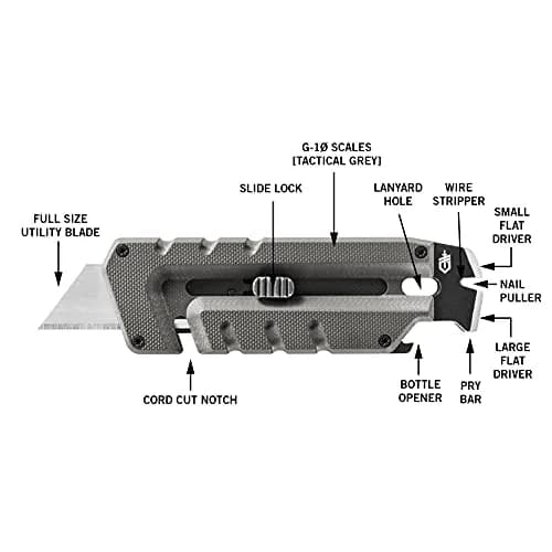 Gerber Prybrid Pocket Knife Multitool 8-in-1 Box Cutter, Bottle Opener, Grey (4.25 x 1.3 x 0.4 inches) thumbnail 3