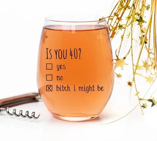 Gelid 40th Birthday Wine Glass | Funny Is You 40 Gift for Mom Dad Husband Wife thumbnail 6