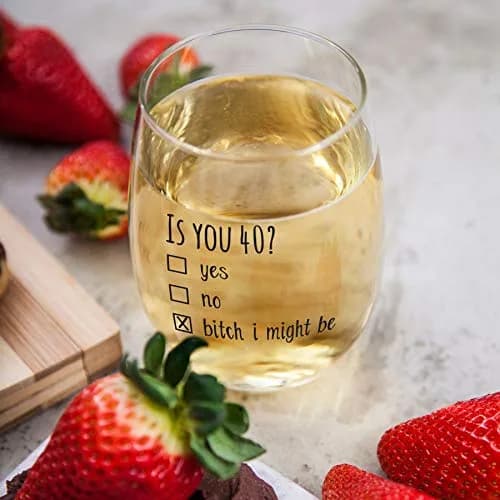 Gelid 40th Birthday Wine Glass | Funny Is You 40 Gift for Mom Dad Husband Wife thumbnail 7