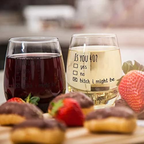 Gelid 40th Birthday Wine Glass | Funny Is You 40 Gift for Mom Dad Husband Wife thumbnail 8