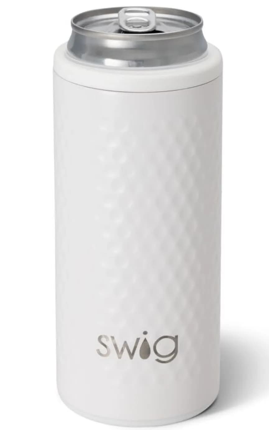 Swig Life 12oz Insulated Skinny Can Cooler for Slim Cans | Golf Ball Design Keeps Drinks Cold 12H — Golf