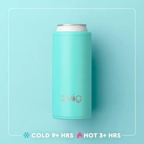 Swig Life 12oz Insulated Skinny Can Cooler for Slim Cans | Golf Ball Design Keeps Drinks Cold 12H thumbnail 4