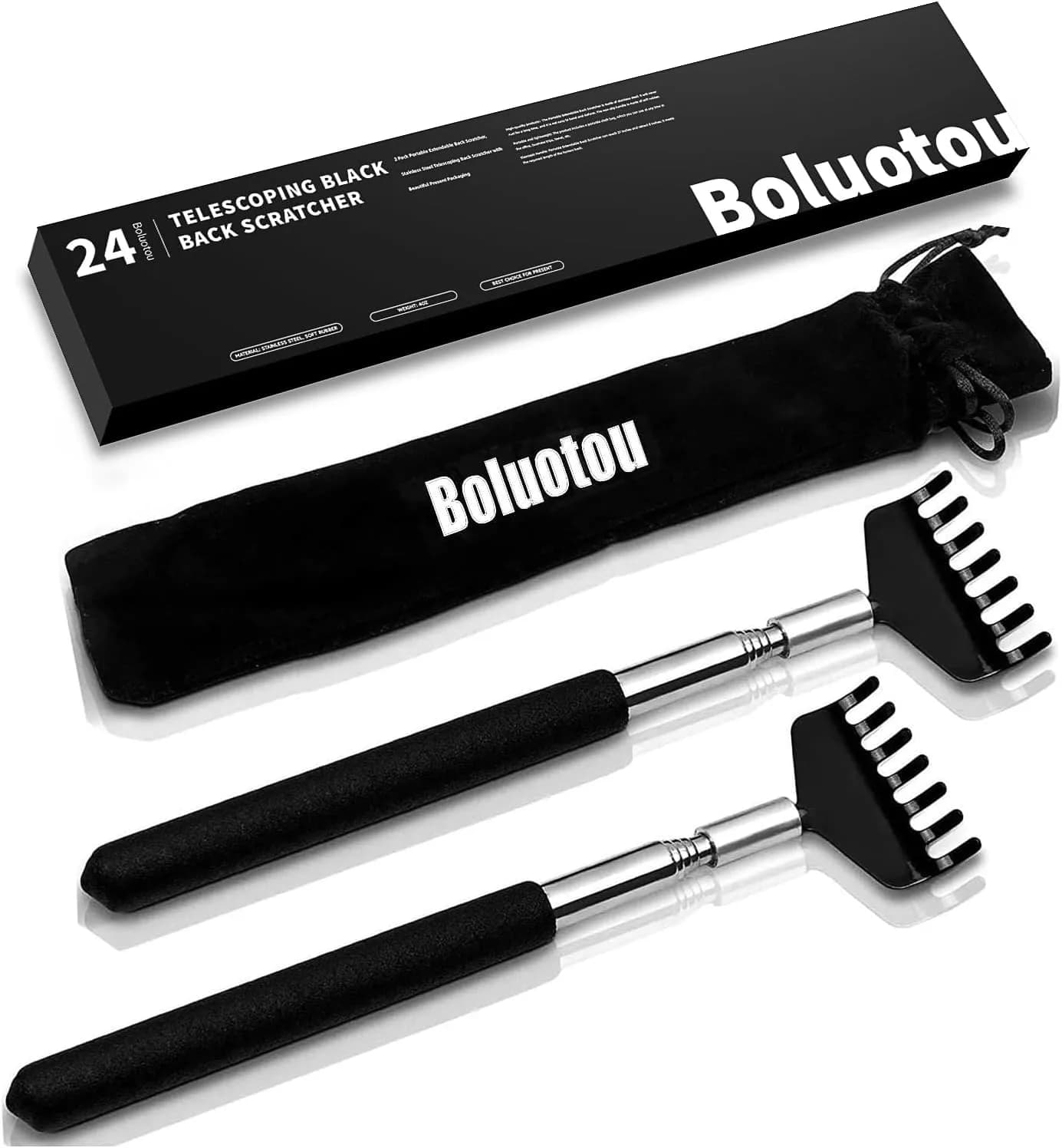 Kuvvfe Extendable Back Scratcher 2 Pack | Stainless Steel Telescoping Handle - main product image