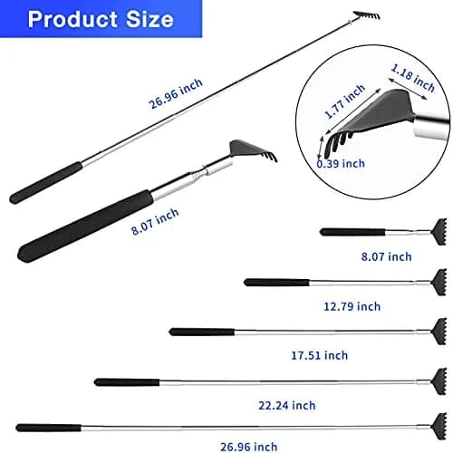Kuvvfe Extendable Back Scratcher 2 Pack | Stainless Steel Telescoping Handle thumbnail 4