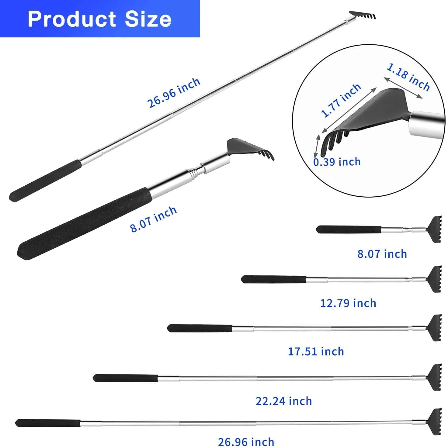 Kuvvfe Extendable Back Scratcher 2 Pack | Stainless Steel Telescoping Handle - view 4