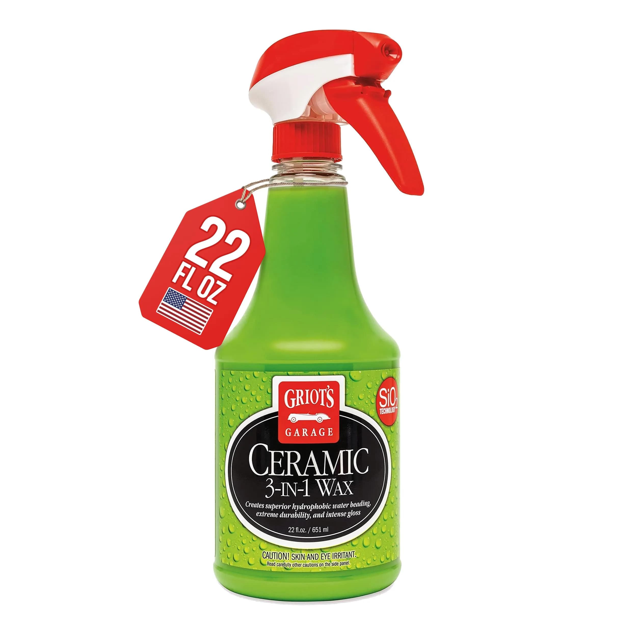 Griot's Garage Ceramic 3-in-1 Wax Spray 651ml (22 Fl Oz) | SiO2 Protection & Water Beading