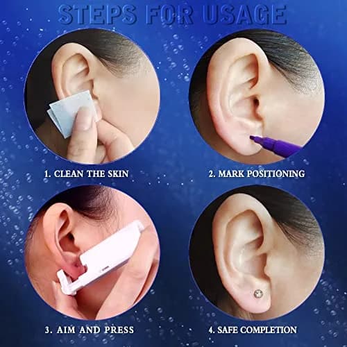 KAIQIKAIXI 2Pcs Ear Piercing Kit with 4mm Golden Studs & Cleaning Pads | Automatic & Painless Household Piercing Tools thumbnail 4