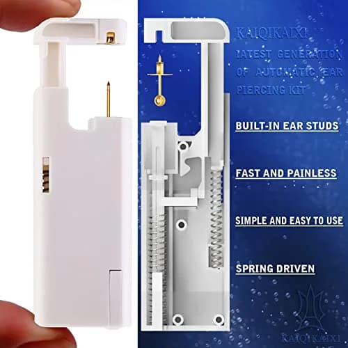 KAIQIKAIXI 2Pcs Ear Piercing Kit with 4mm Golden Studs & Cleaning Pads | Automatic & Painless Household Piercing Tools thumbnail 2