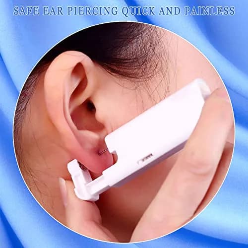 KAIQIKAIXI 2Pcs Ear Piercing Kit with 5mm Silver Stainless Steel Studs & Cleaning Pads | Automatic & Painless Household Piercing Tools thumbnail 7