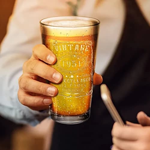Cuptify Personalized 74th Birthday Beer Glass 16 oz | Custom Vintage Etched Mug for Men thumbnail 4