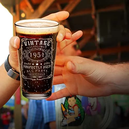 Cuptify Personalized 74th Birthday Beer Glass 16 oz | Custom Vintage Etched Mug for Men thumbnail 7