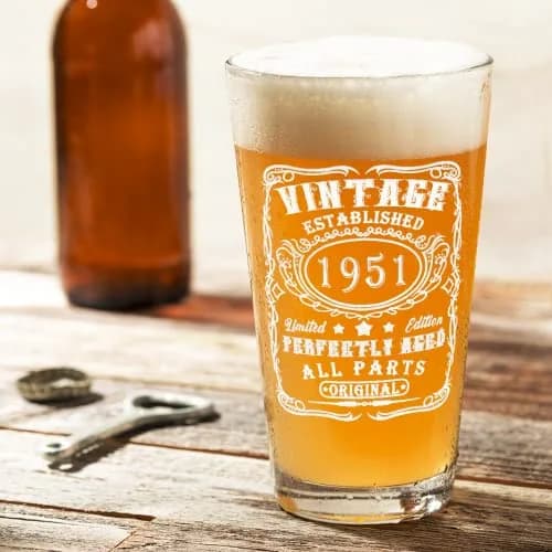 Cuptify Personalized 74th Birthday Beer Glass 16 oz | Custom Vintage Etched Mug for Men thumbnail 3