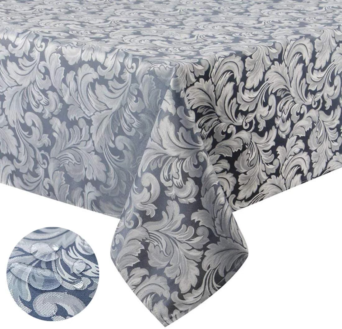 Tektrum 70 x 70 inch Square Damask Jacquard Tablecloth - Waterproof & Stain Resistant