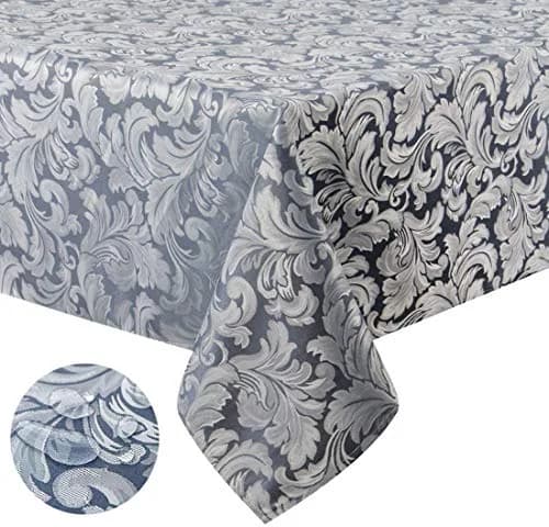 Tektrum 70 x 70 inch Square Damask Jacquard Tablecloth - Waterproof & Stain Resistant thumbnail 1