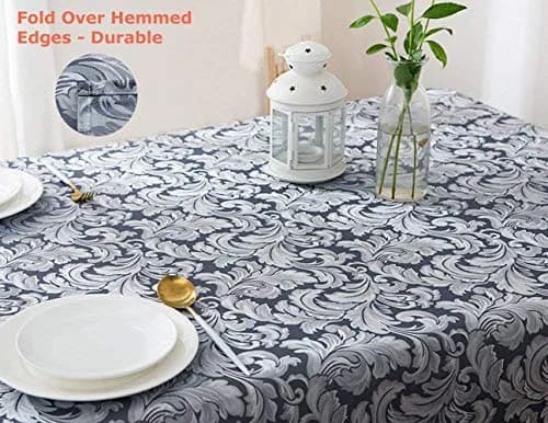 Tektrum 70 x 70 inch Square Damask Jacquard Tablecloth - Waterproof & Stain Resistant thumbnail 4