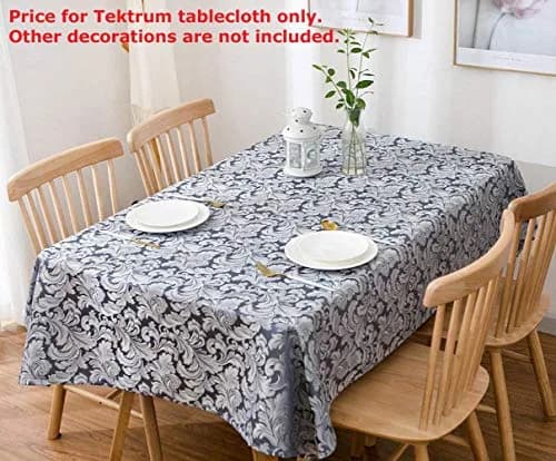 Tektrum 70 x 70 inch Square Damask Jacquard Tablecloth - Waterproof & Stain Resistant thumbnail 5