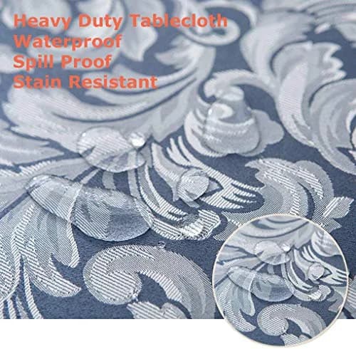 Tektrum 70 x 70 inch Square Damask Jacquard Tablecloth - Waterproof & Stain Resistant thumbnail 2