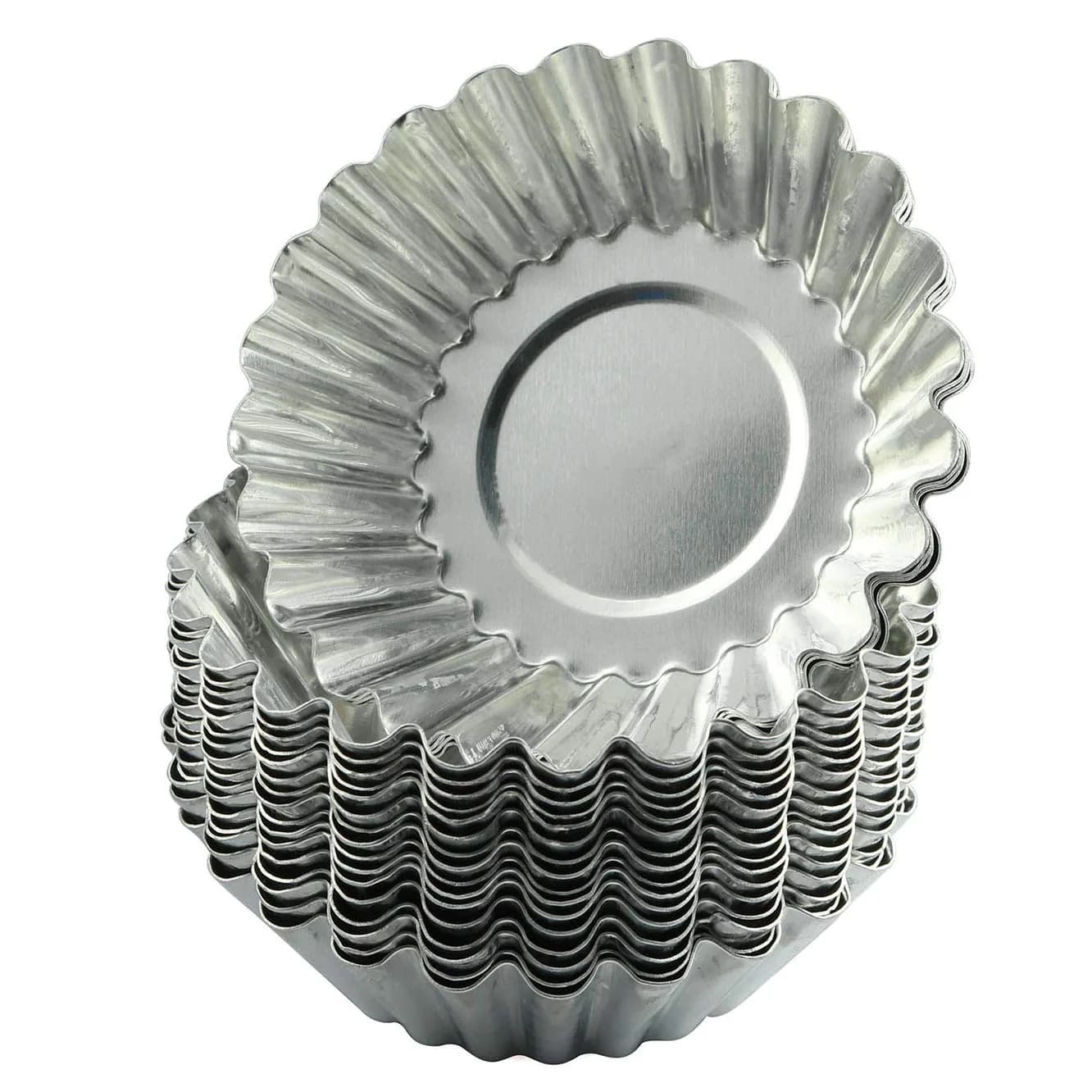 Tegg Egg Tart Mold 20PCS Aluminum Egg Tart Cupcake Cake Cookie Lined Mould Baking Tools | Durable, Reusable & Non-stick — Silver