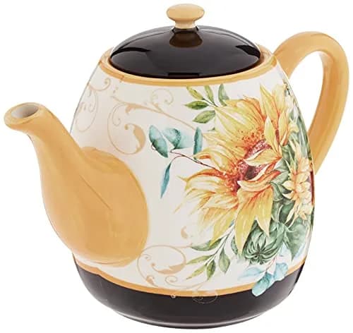 Certified International Sunflower Fields 40 oz Ceramic Teapot with Lid | Floral Design, 40 oz Capacity, Dishwasher Safe thumbnail 2