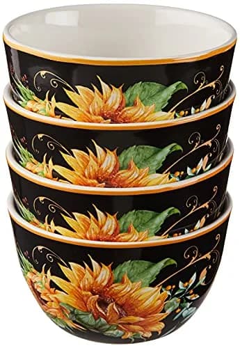 Certified International Sunflower Fields Ceramic Dessert Bowls Set of 4 | 600 ml (22 oz) Bowls for Ice Cream, Fruit, Snacks thumbnail 1