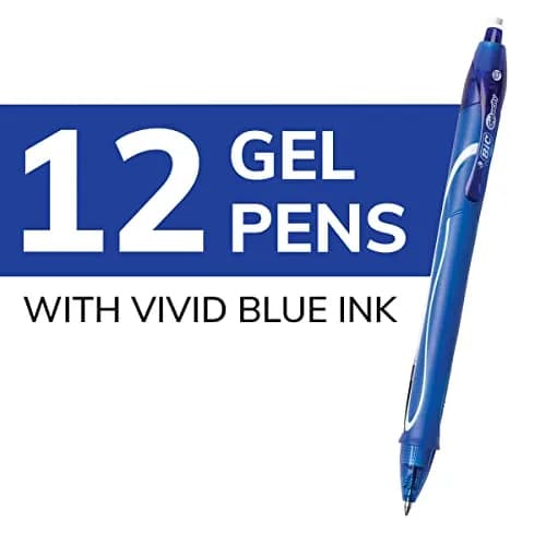 BIC Gelocity Quick Dry Blue Gel Pens, Medium Point (0.7mm), 12-Count Pack | Smooth Ink Flow thumbnail 2