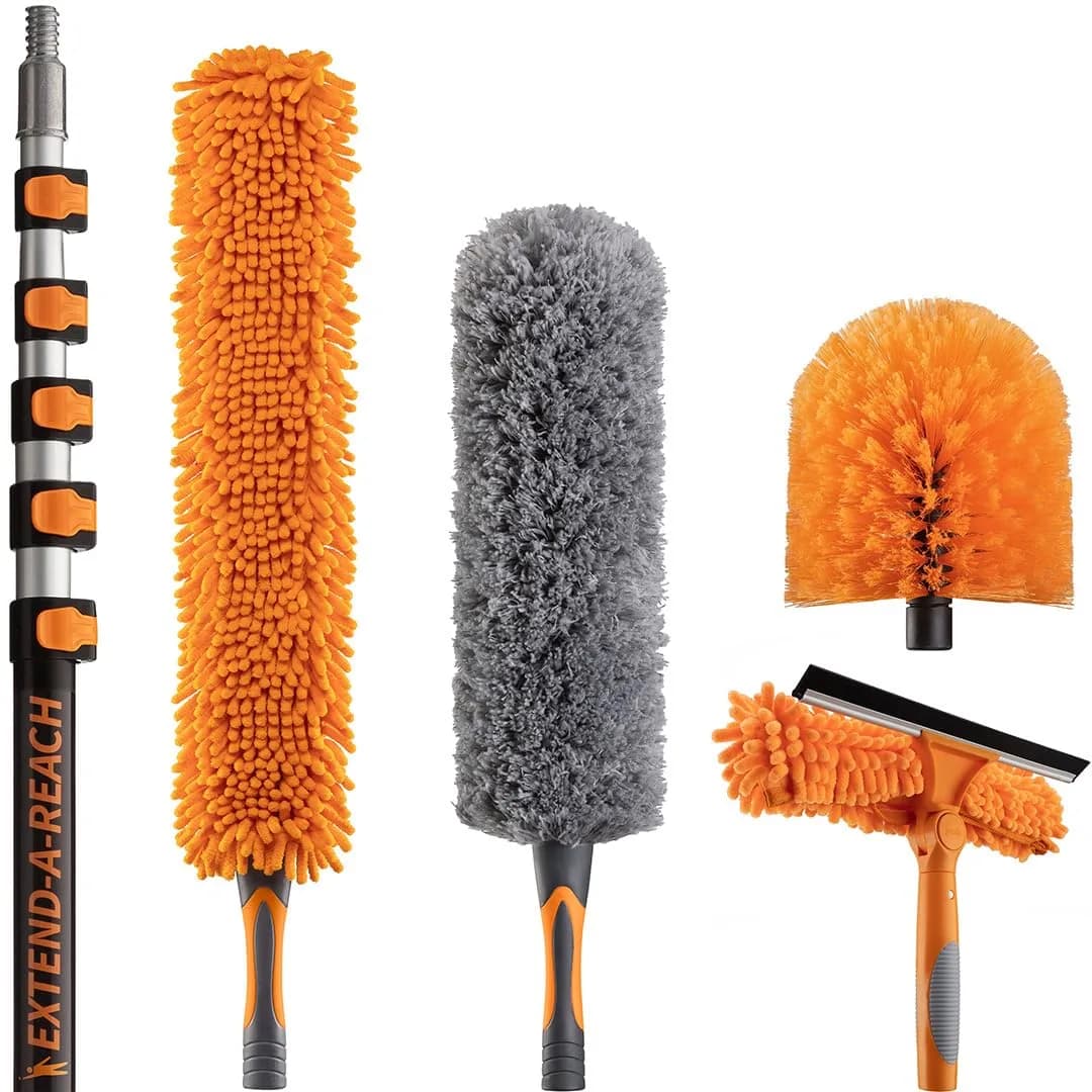 EXTEND-A-REACH High Reach Duster Kit with 5-18 ft Extension Pole | 24 ft Reach for High Ceilings & Windows — 24 feet