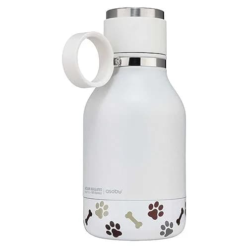 asobu Buddy Bottle White 945ml (32 oz) | Insulated Stainless Steel Dog Water Bottle with Removable Bowl & Food Storage thumbnail 1