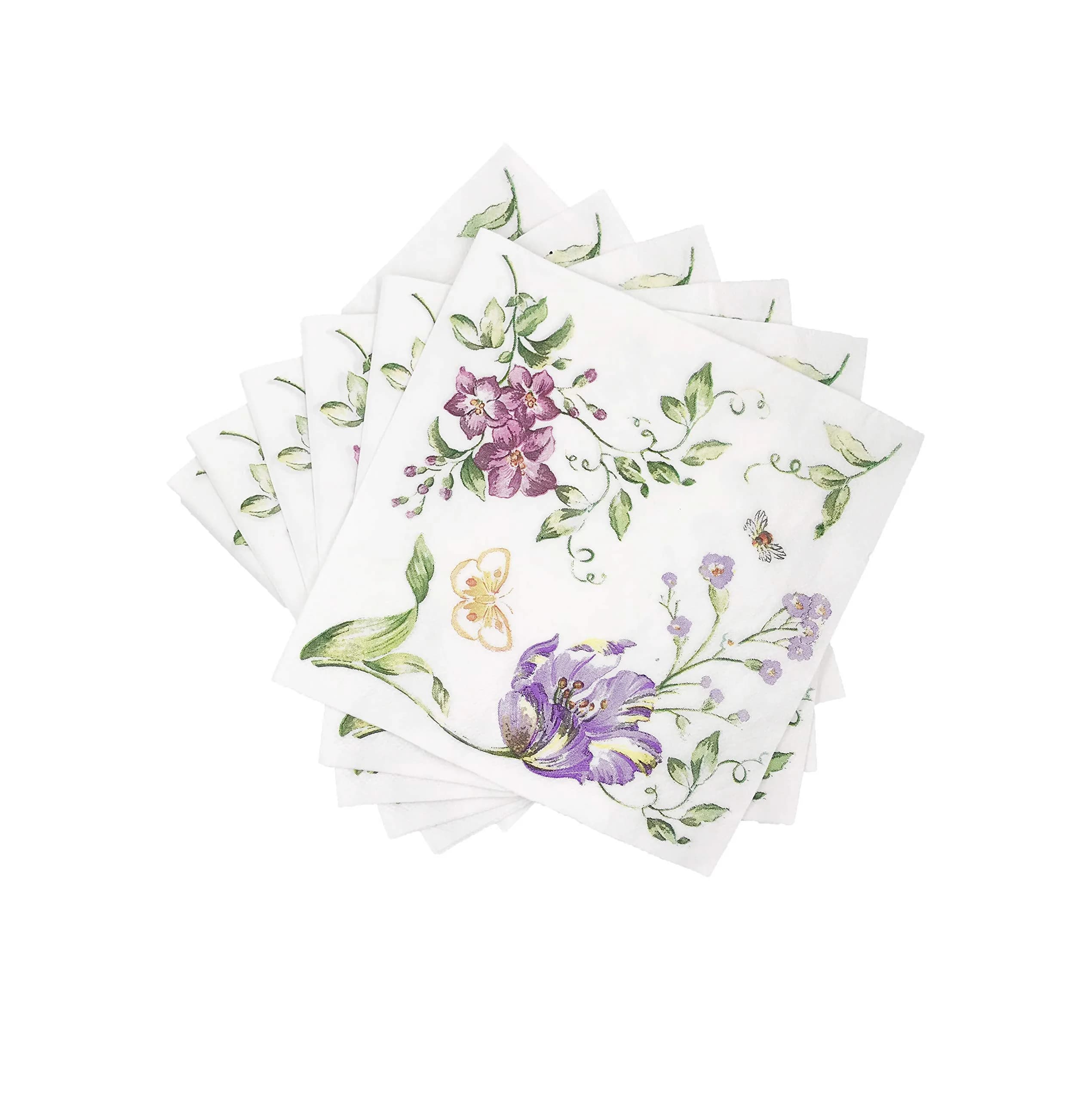 CIDBEST WallyE Decoupage Napkins 80 Pack | Flower & Butterfly Design for Weddings & Parties — 6.5 x 6.5 inches