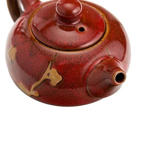TJ Global Ceramic Tea Set with Teapots & Cups | Handmade Traditional Tea Ceremony Set (Red, 8 FL OZ) thumbnail 6